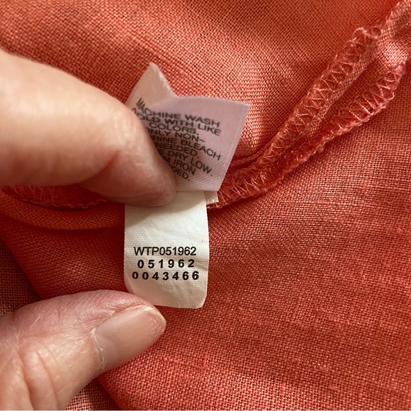 J. Jill Love Linen Coral Long Sleeve Blouse / Shirt XS Petite - 100% Linen NWOT - Picture 9 of 9
